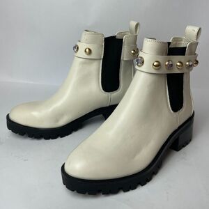 Karl Lagerfeld Porsche Studded White Leather Chelsea Boots - Women's Size 7M